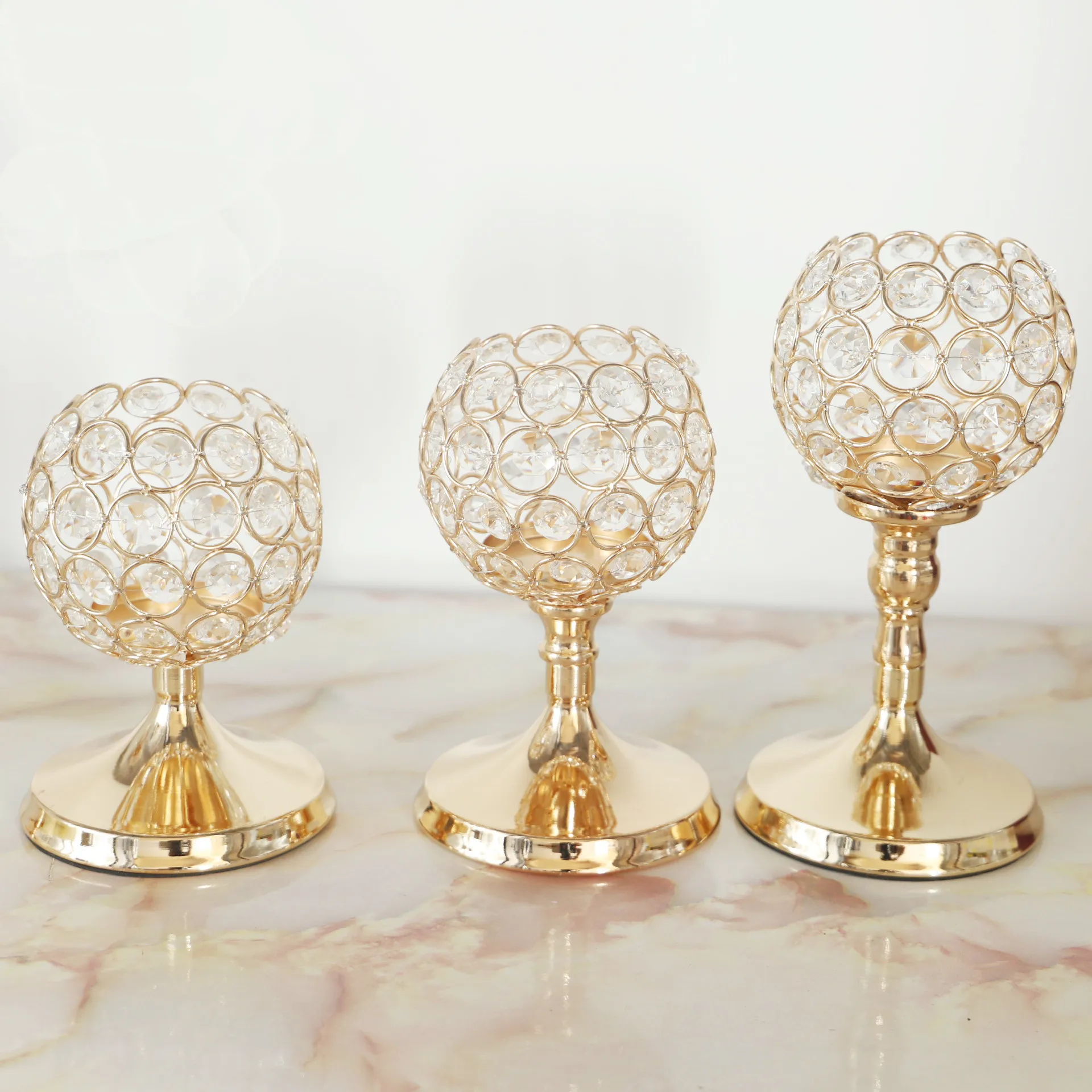 Скандинавский кристалл Европейский роскошный романтический Золотой подсвечник