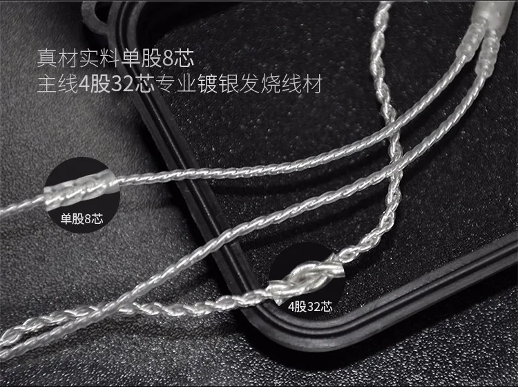 Плотным верхним ворсом KZ ZS3 ZS4 ZS5 ZS6 кабель 2pin 0,75 мм обновлен с серебряным покрытием кабель наушников обновления кабель для наушников Наушники KZ ZS4 ZSA ED16