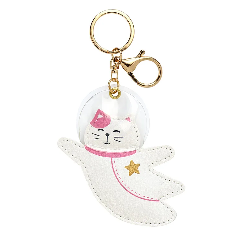 

New Astronaut Creative Keychains Top Grade Leather Car Keychain Student Girl Lovely Cartoon Bag Decoration Gift Key RingBt21