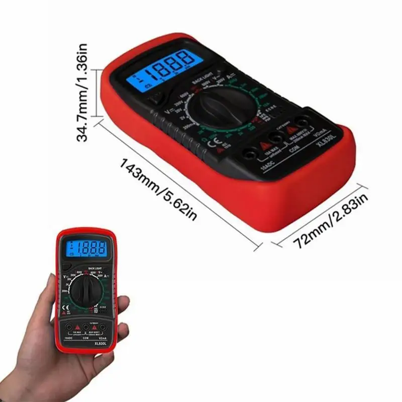 

2021 Handheld Digital Multimeter LCD Backlight Portable Voltmeter AC/DC Ammeter Tester Multimetro Voltage Ohm Meter Y2L7