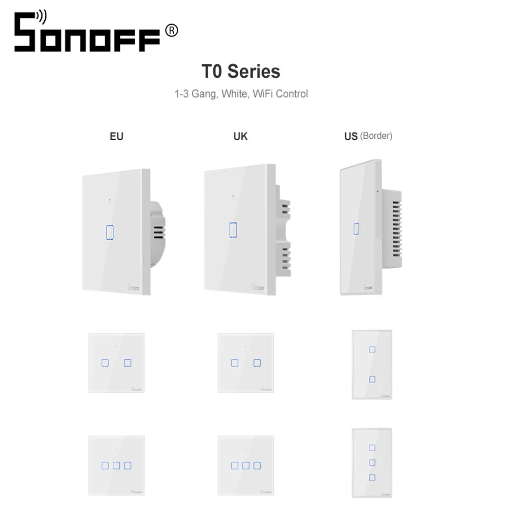 Новинка TX SONOFF T0 EU/US/UK US 1/2/3 Gang настенный светильник переключатель
