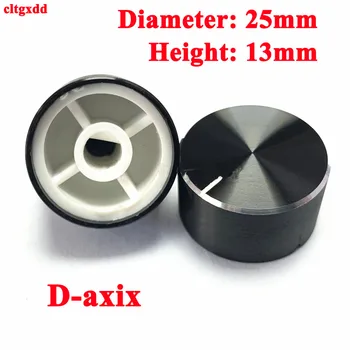 cltgxdd 1 pcs diameter 25mm 25x13mm 6mm Shaft Hole Aluminum Alloy Potentiometer Knob Black (D-axis) 1