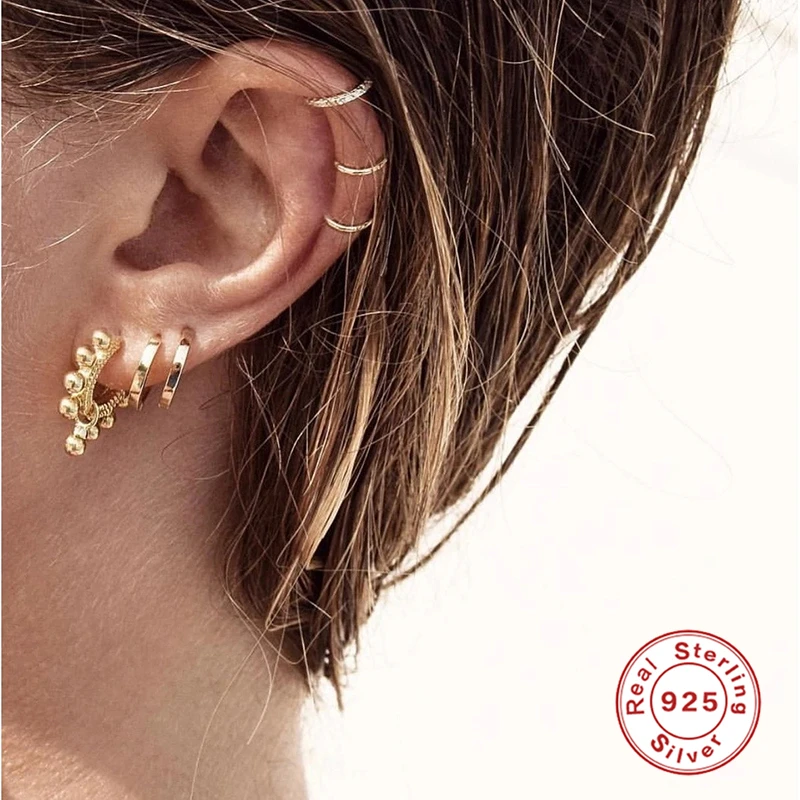 

Silver 925 Jewelry Earrings For Women Flow Diamond Clip Earring Gold/Silver Jewelry 2021 Trend Kolczyki Damskie Fine Gift