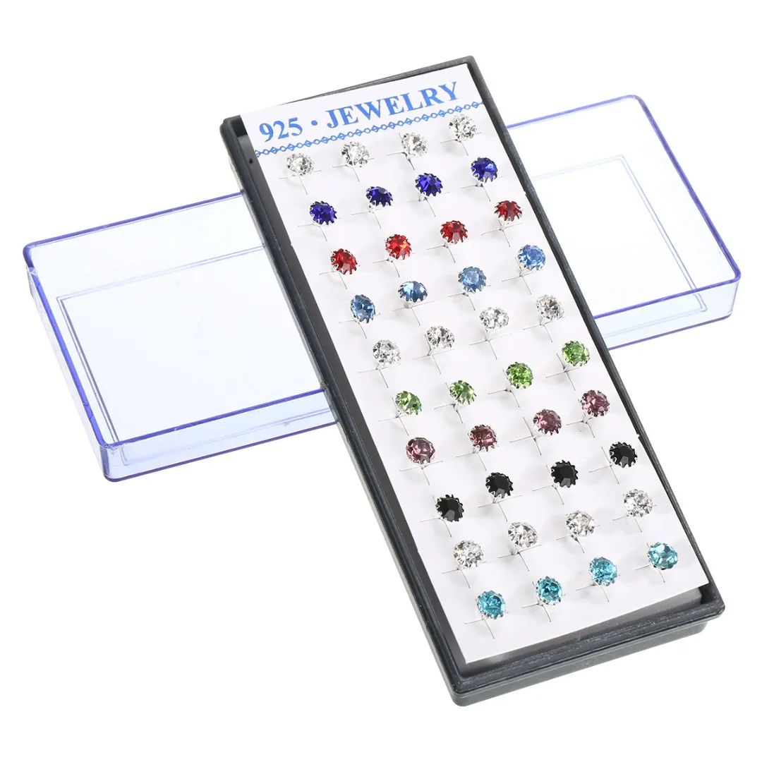 40 шт./компл. миниатюрные серьги-гвоздики Shellhard Посеребренные стразы Хрустальный Подсолнух циркон серьги Букле д 'ореиль Шарм ювелирные изделия