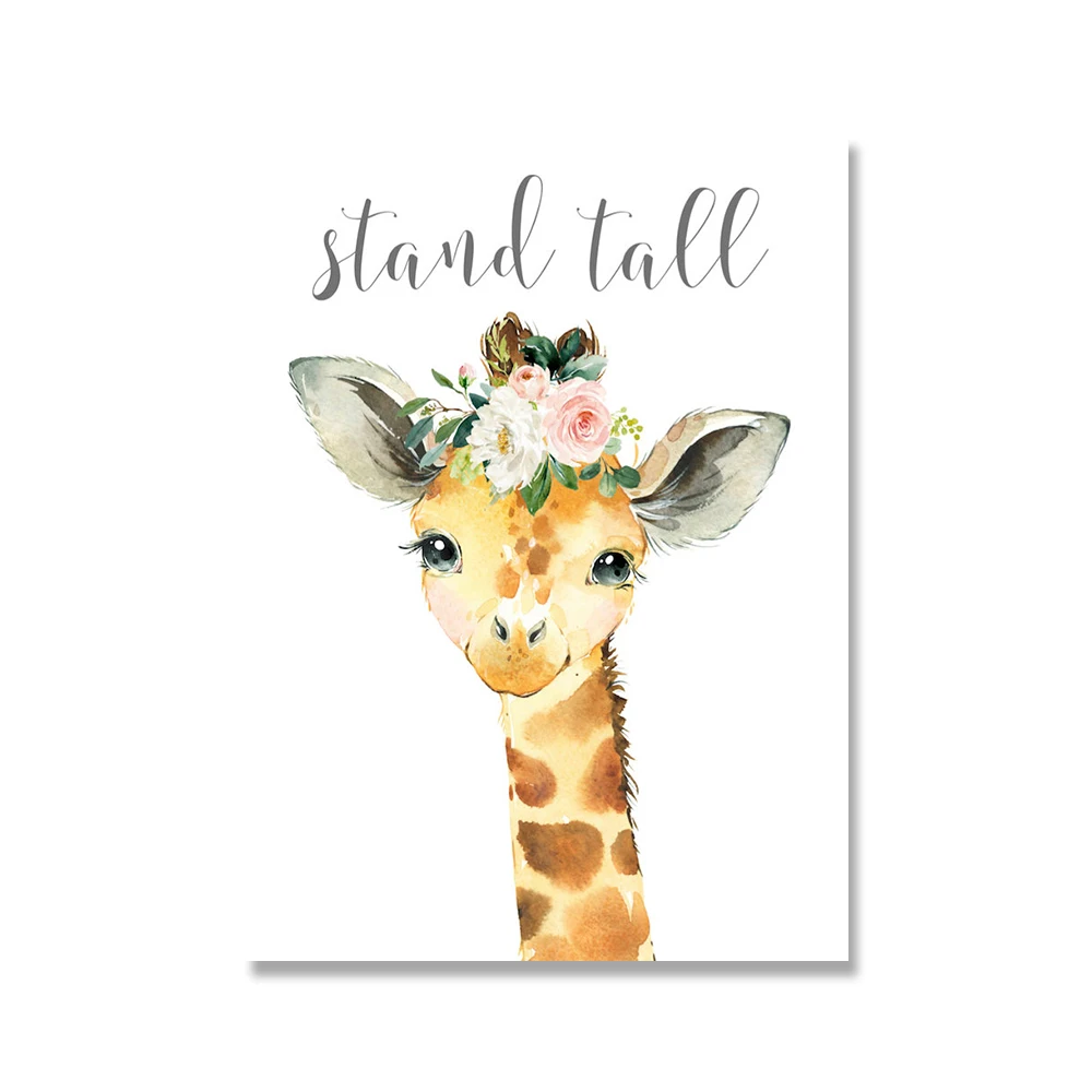 

WTQ Safari Nursery Jungle Baby Animal Wall Art Canvas Painting Posters Giraffe Elephant Lion Zebra Pictures Baby Room Decoration