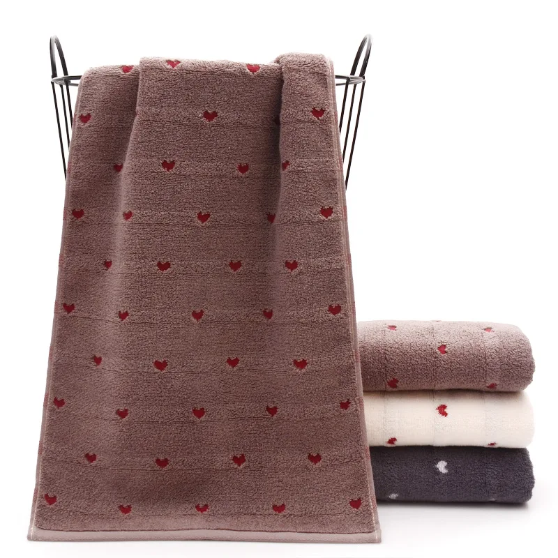 

Pure Cotton Towel Love Jacquard Thickening Super Soft And Strong Absorbent High Quality Daily Facial Cleansing Towel