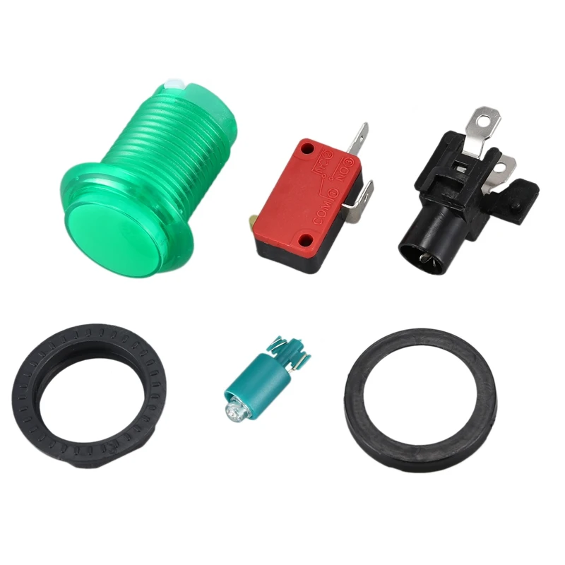 2 PCS Round Lit Illuminated Arcade Video Game Push Button Switch LED Light 5V/12V Color:Green &amp Red | Электроника