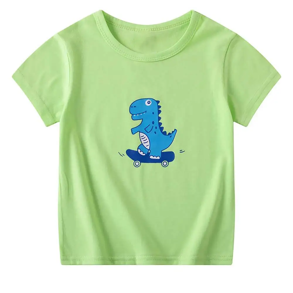 

Children Summer Clothes Round Neck Cotton T-shirt Kid Cartoon Print Casual Top