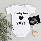 Милый детский комбинезон с объявлением о беременности, 2021, комбинезон для новорожденных, одежда для тела, хлопковый комбинезон, белый комбинезон