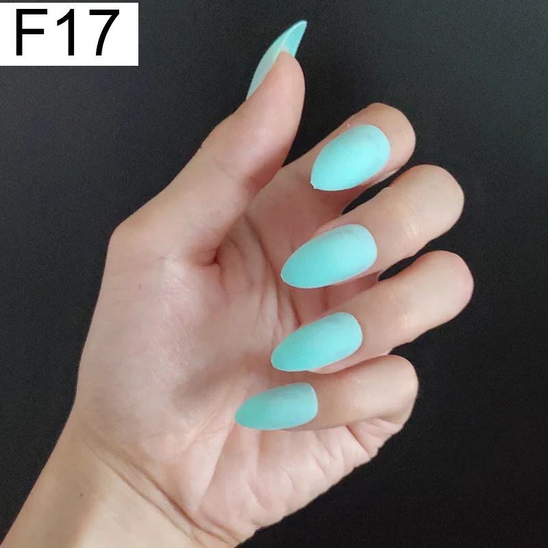 F17 Stiletto x 1PC 24 шт./компл. стилет балерина гроб круглый овальной формы с полным покрытием матовая накладные ногти для ног, мягкая на ощупь, накладные ногти искусственные ногти Нейл Арта, набор - Цвет: F17 Stiletto x 1PC