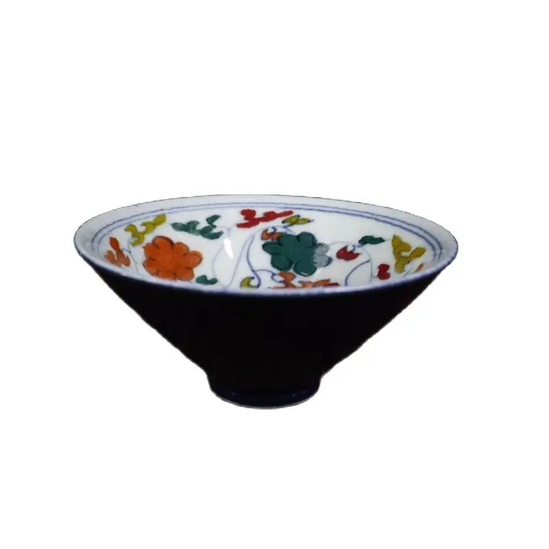 

Early collection of antique colorful flower pattern hat bowl ornaments