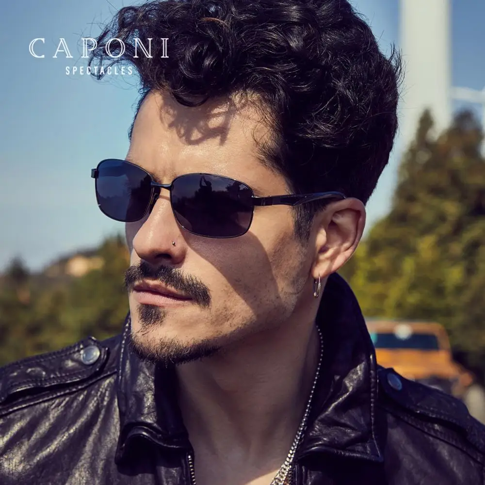 CAPONI, квадратные солнцезащитные очки, мужские, поляризационные, фотохромные, высокое качество, алюминий, Ретро стиль, солнцезащитные очки, очки для вождения, уф400, BS7755