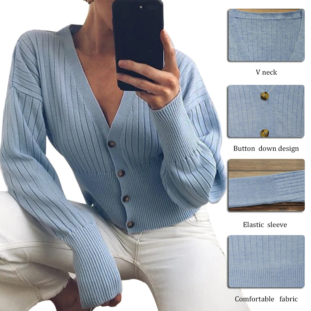 

Women Loose sweater coat Pink Knitted Sweater Sexy V Neck Button Winter Girls Long Sleeve Outerwear Knitted Top Casual Knitwear