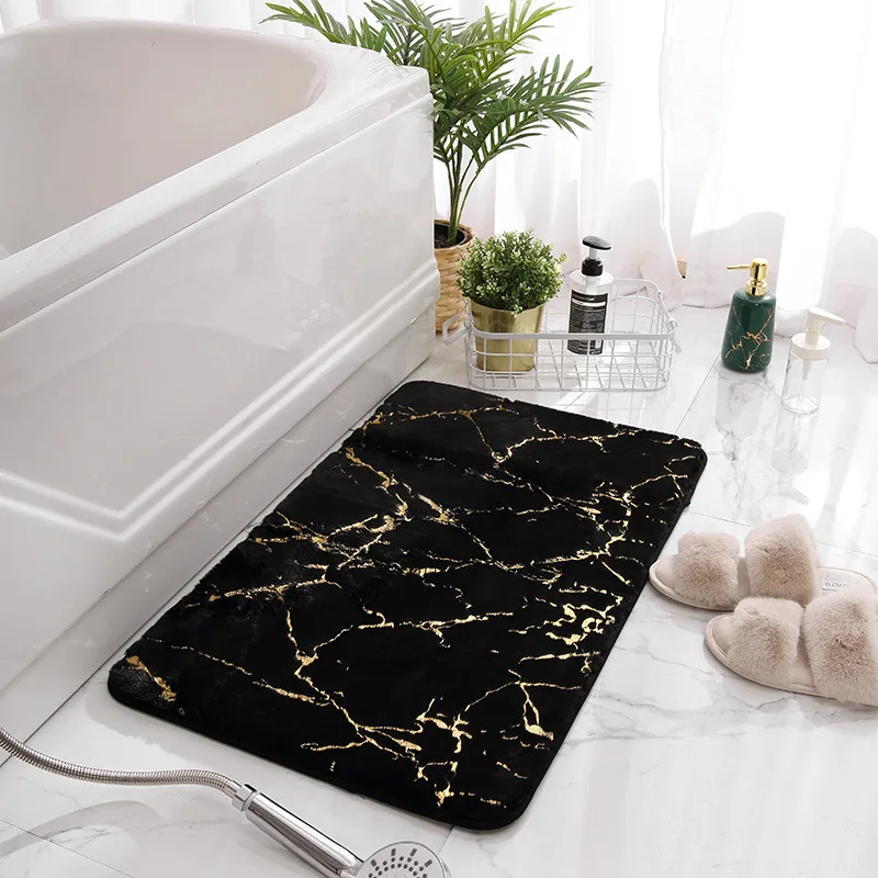 

Stone Design Delicate Plush Floor Carpet Decorative Absorbent Bathroom Mat Bedroom Shower Room Hallway Anti-Slip Bath Rug