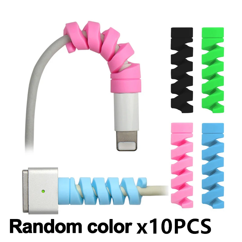 10PCS Random 10 шт. защитный кабель для зарядки телефонов, чехол для Apple iPhone, USB кабель для зарядного устройства, шнур, восхитительный защитный рукав - Цвет: 10PCS Random