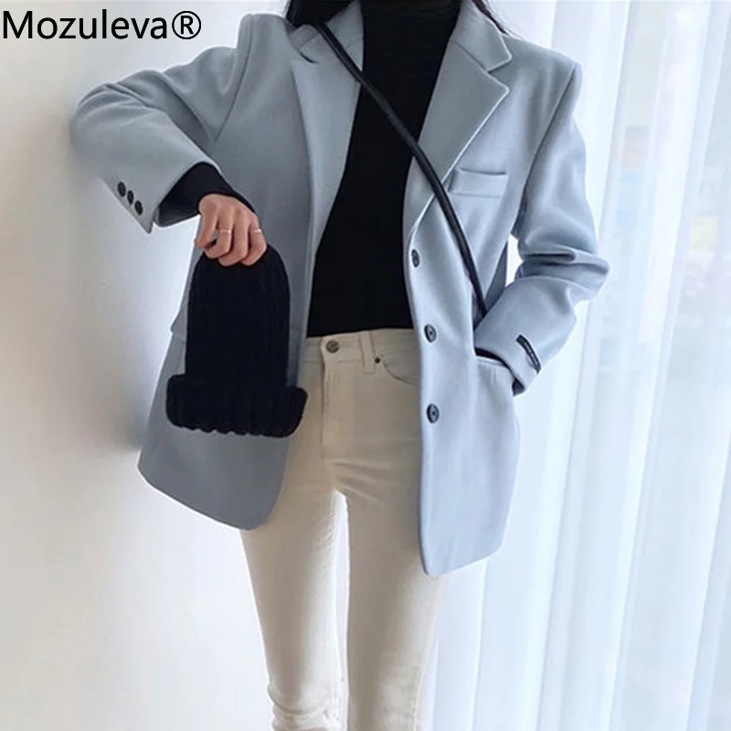 

Mozuleva Spring Autumn Women Korean thick Loose Blazer Suit Single Breasted Female Woolen Suit Jacket Office Ladies Outwear