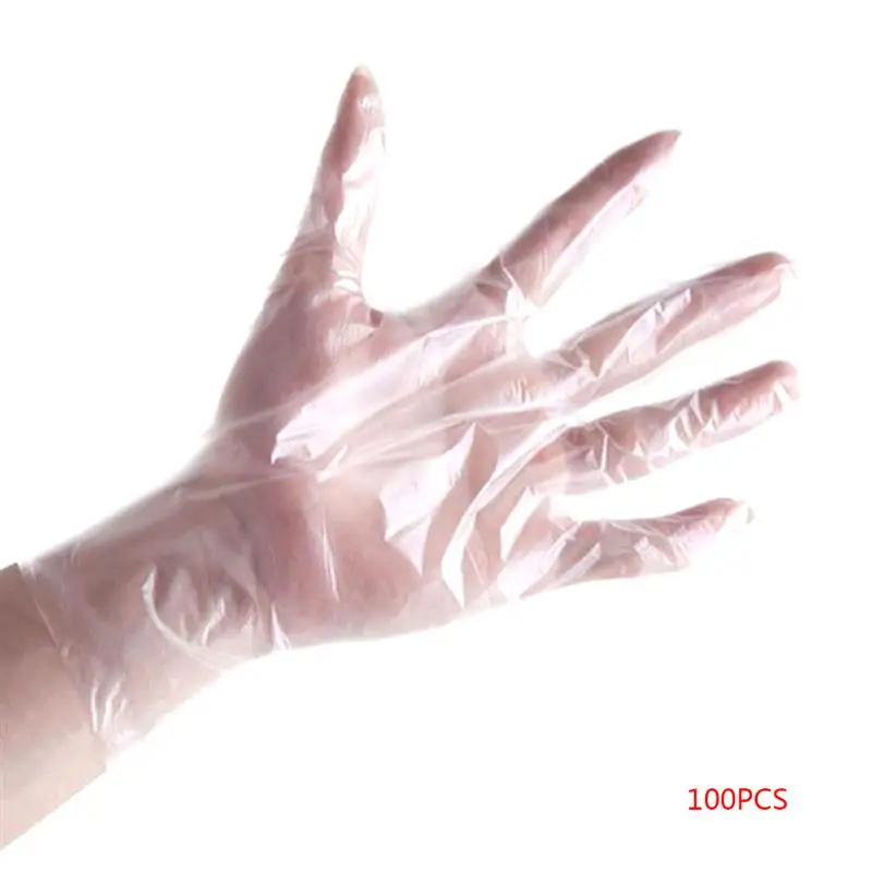 

100pcs Disposable Gloves PE Garden BBQ Plastic Gloves Multifuction Restaurant Kitchen Accessories