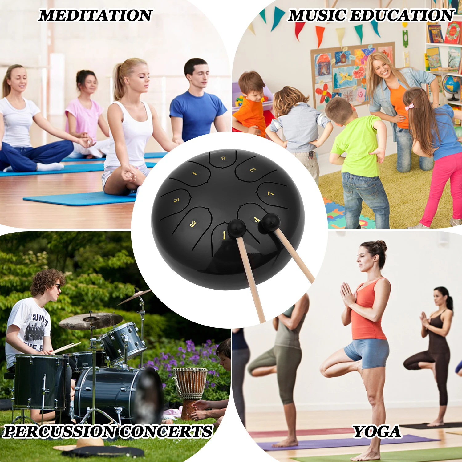 Muslady 8 Notes C-key 6-inch Mini Steel Tongue Drum Hand Pan Percussion with Drumsticks for Mind Healing Yoga Meditation | Спорт и