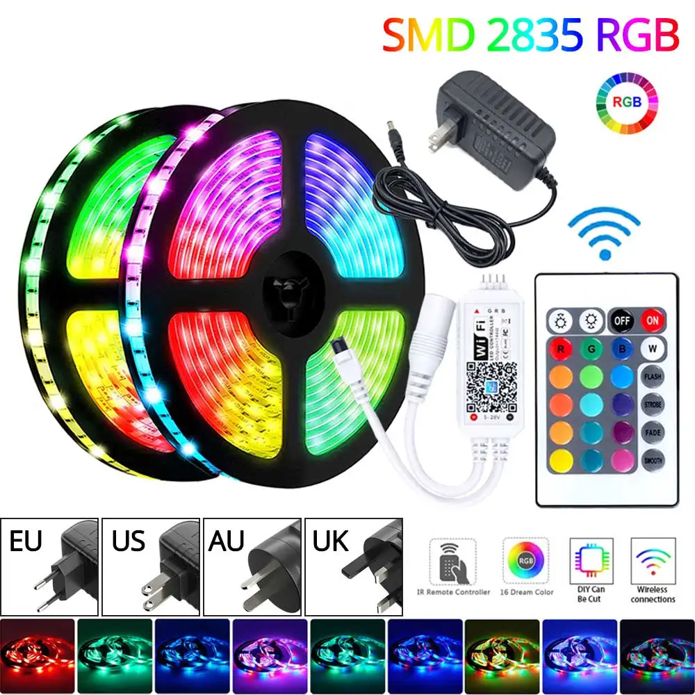 

Водонепроницаемая светодиодная лента с Wi-Fi управлением, 12 В, 2835 RGB, 5-20 м