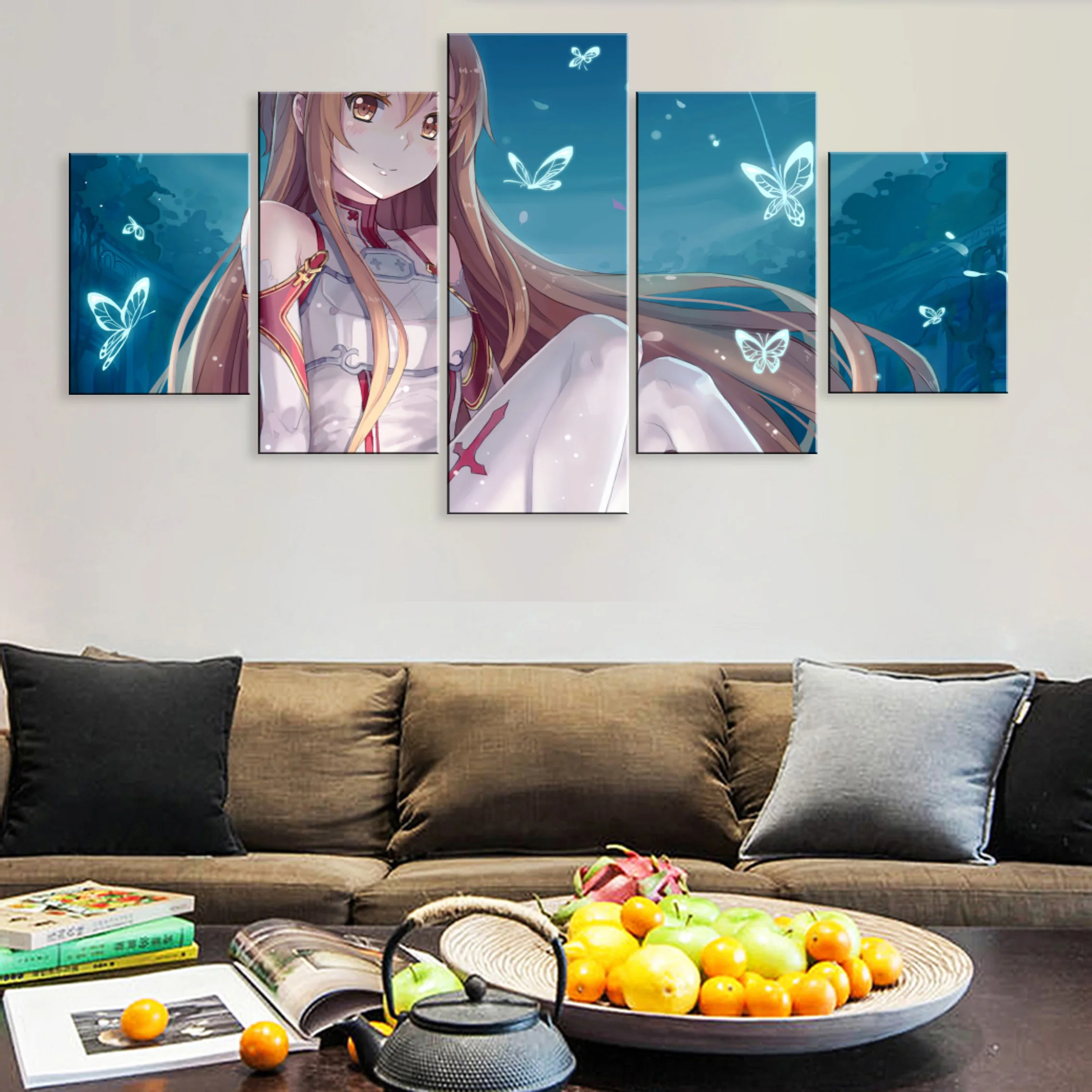 

Modular Room Artwork Printe Hd Home Decoration Pictures 5 Pieces Poster Canvas Paintings Decor Anime Sword Art Online Asuna