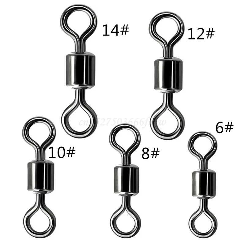 

50PCS Fishing Swivels Barrel Ball Bearing Rolling Swivel Fishing lure Connector Solid Rings Fishing Accessories Tools