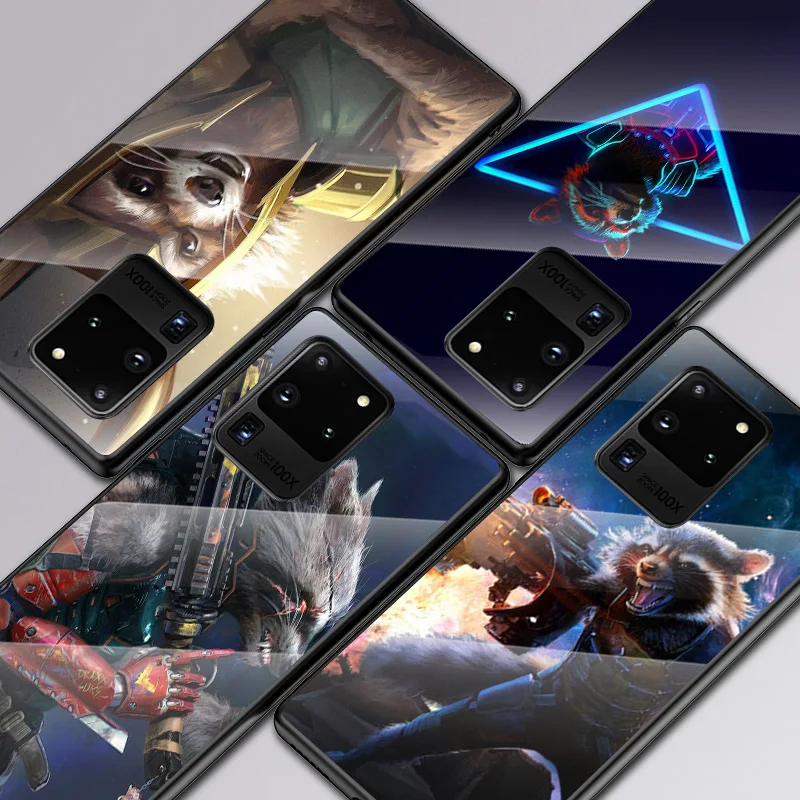 

Marvel Rocket Raccoon Bear For Samsung Galaxy S20 FE S10e S10 S9 S8 Ultra Plus Lite Plus 5G Tempered Glass Cover Phone Case