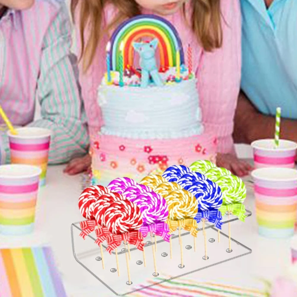 

2PCS DIY Transparent Lollipop Stand Cake Pop Cake Party Wedding Holder Acrylic Display Holder Rack 2 Layers 15 Holes