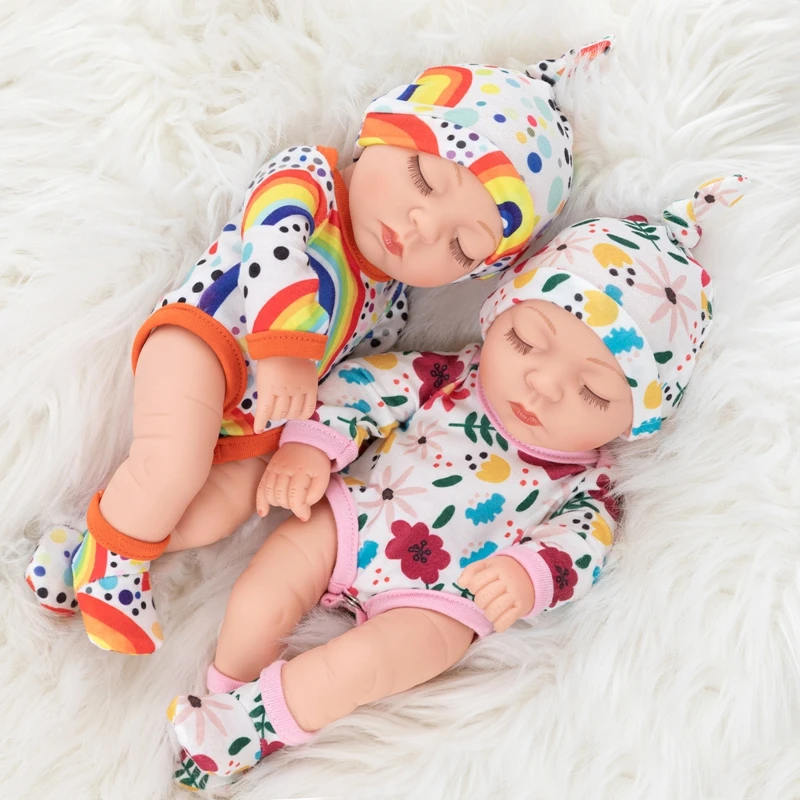 

10 Inch Lifelike Bebe Toy Mini Sleeping Reborn Babies Boy Realistic Full Vinyl Handcraft Newborn Baby Doll Kids Christmas Gift