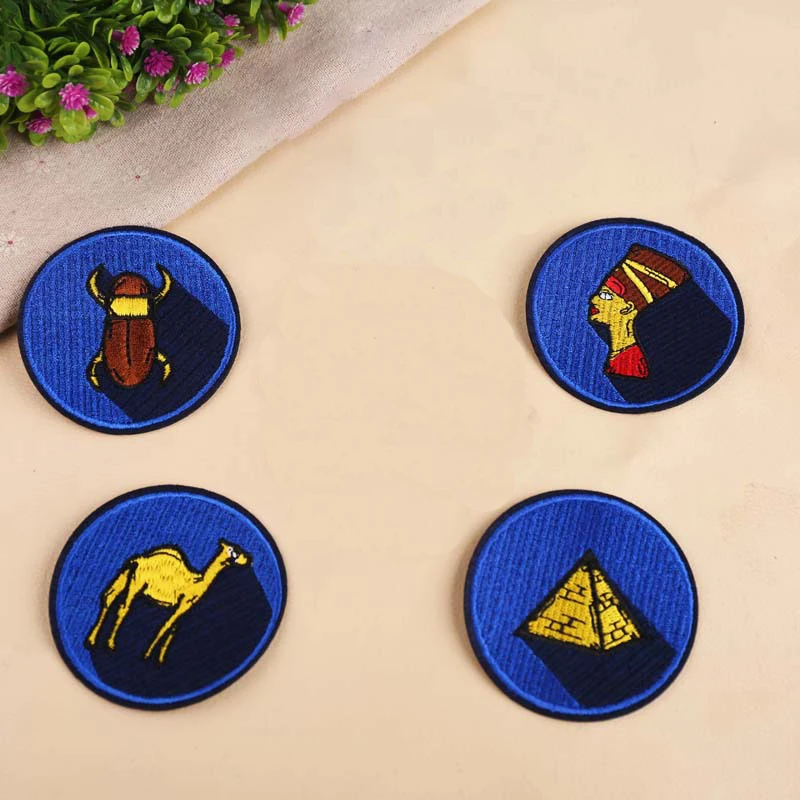 

Fashion Egypt Pharaoh Pyramid Patch Embroidered Clothes Label Badge Iron on Patches Clothing Diy Badges Sewing Appliques