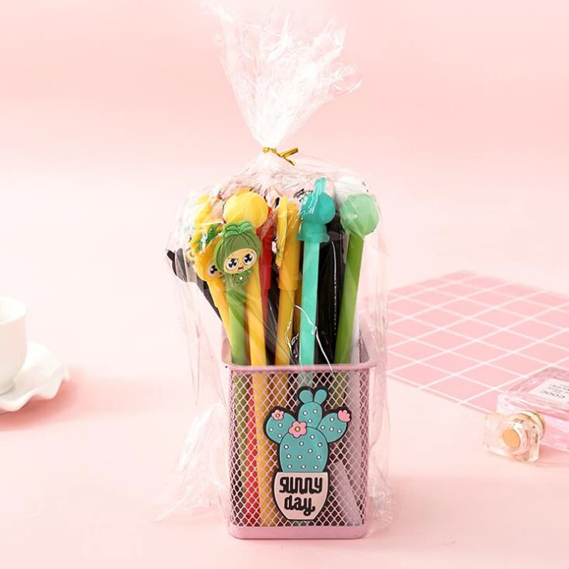 20 шт./компл. Kawaii рисунок «Hello Kitty» фламинго и т. д. иглы набор гелевых ручек новые подарки для девочек офиса ПИСЬМЕННЫЕ ручка с чернилами стандартных цветов канцелярских принадлежностей мешок держатель для ручки