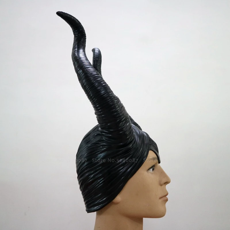 Женский и мужской головной убор с латексным рогом на Хеллоуин кепка капюшоном