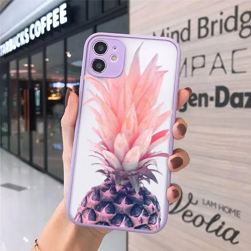 

pineapple Phone Case matte transparent For purple iPhone 7 8 x xs xr 11 12 pro plus max mini Clear Funda