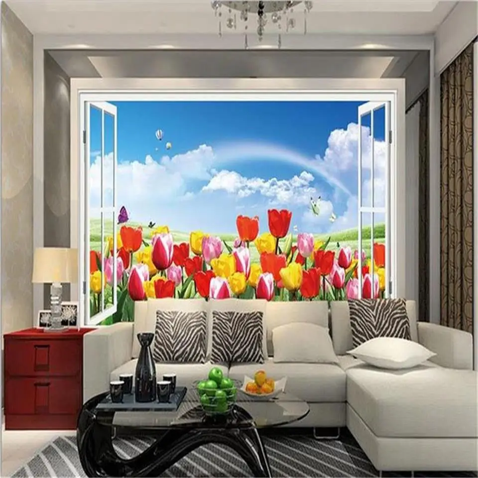 

custom 3d photo wallpaper living room bed room mural window flower landscape 3d picture sofa backdrop wallpaper for wall 3d