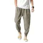 Брюки мужские хлопковые пляжные штанишки в клетку, повседневные свободные штаны до щиколотки, в стиле хип-хоп, уличная одежда, на лето
