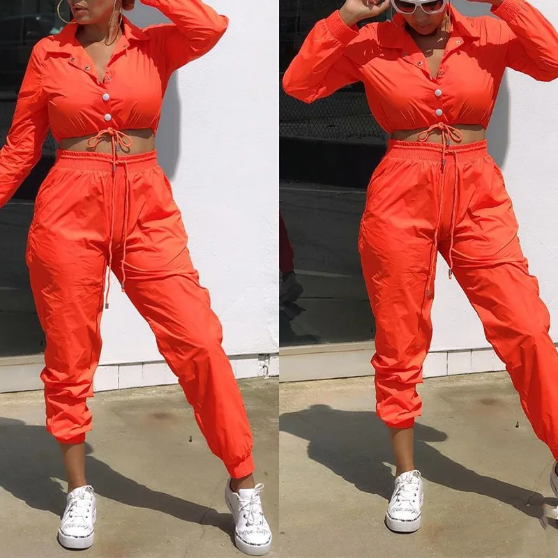 

Женский костюм из блузки и брюк, осень 2021, брюки с длинным рукавом на завязках и высокой талией, Женский Повседневный модный спортивный комп...