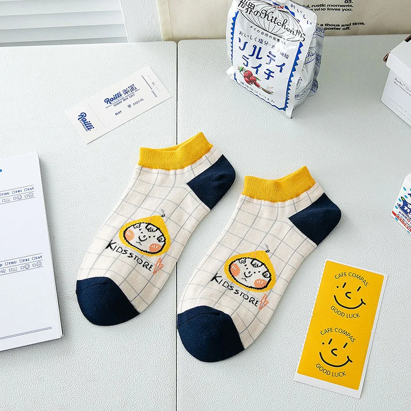 

10pairs/lot Korean Summer Combed Cotton Creative Cartoon Boat Fashion Socks Thin Women's Slippers Cute Child Expression