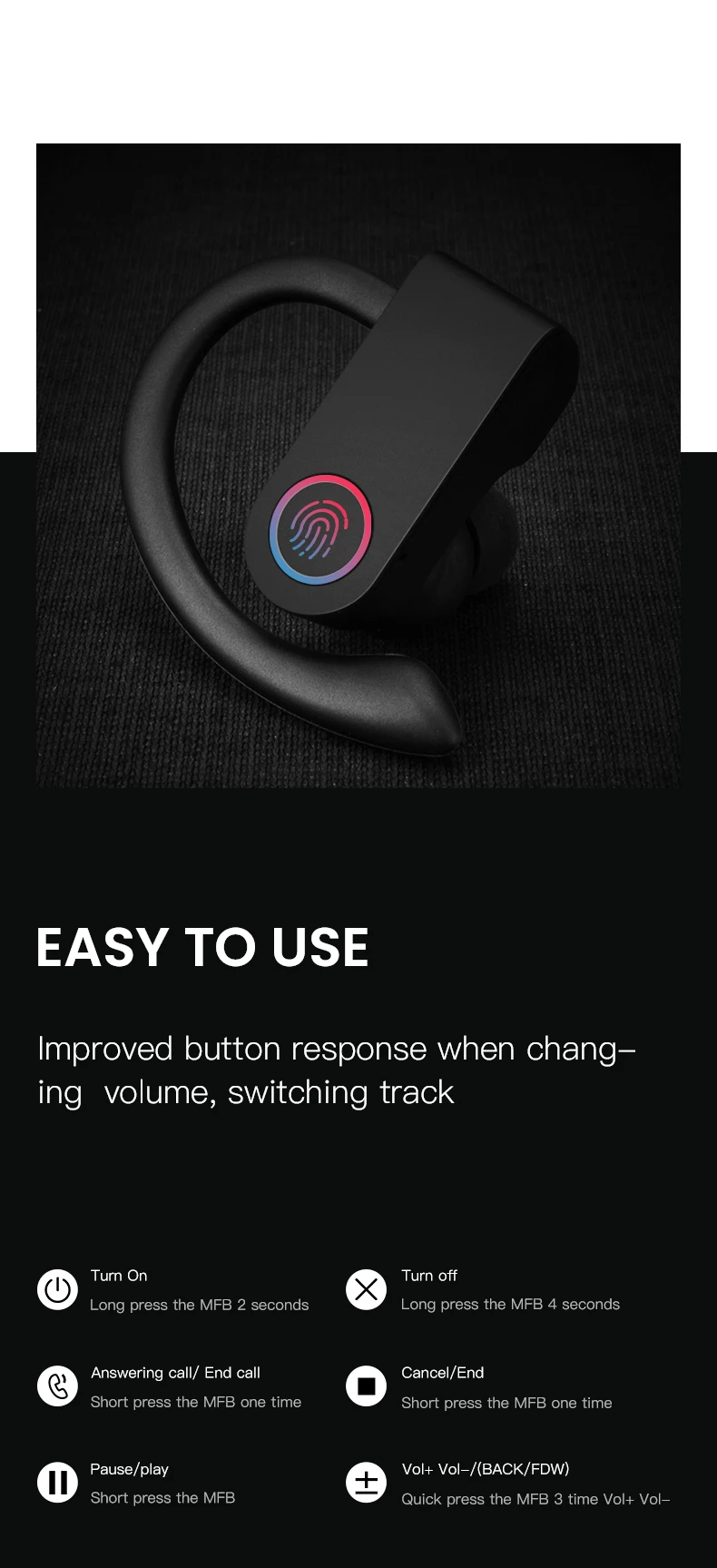 Caletop, настоящие беспроводные наушники, TWS, Bluetooth, наушники 5,0, с зарядным устройством, спортивные, с крючком, Bluetooth наушники для iphone, xiaomi