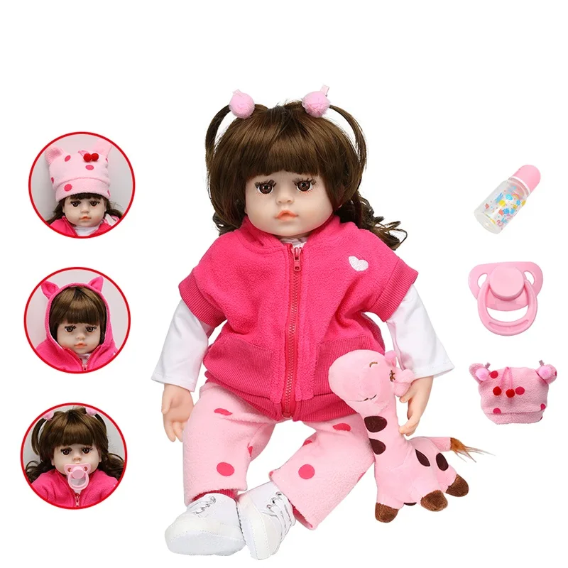 

Hot Sale 48cm Reborn Baby Doll Toy Cloth Body Stuffed Realistic Baby Doll For Princess With Giraffe Toddler Kids Birthday Gift