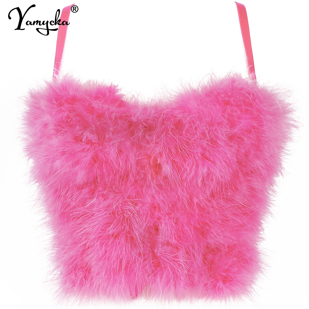 

Sexy halter feather bustier corset crop top women summer y2k Vintage clothes tank top cropped rave outfit party club tube tops