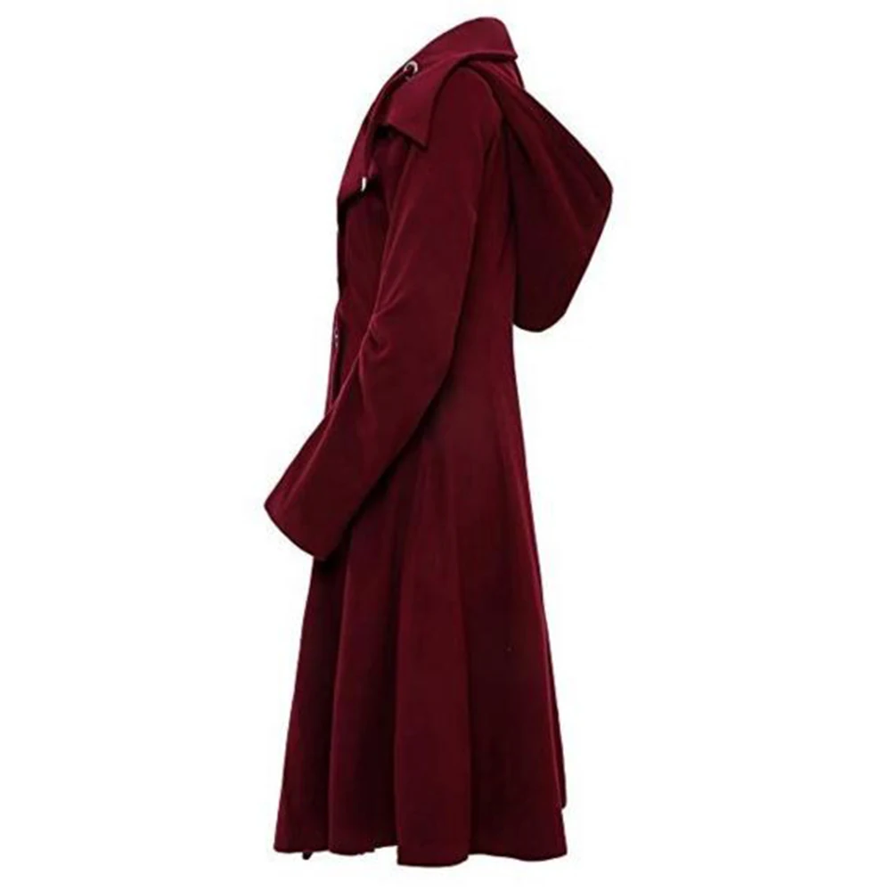 Женское длинное пальто Тренч в стиле ретро черное готическое с воротником