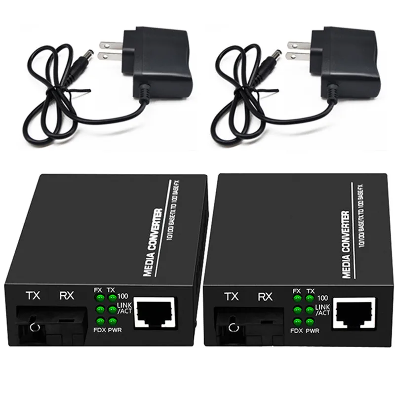 1 Pair 100MB Fiber Optic Converter Optical Transceiver NetLink HTB-3100 Single-Mode Single  25km Photoelectric Converter