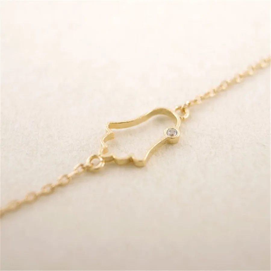 Классический симпатичный Хамса кулон ожерелье полый из Палм-рамка с Стразы для