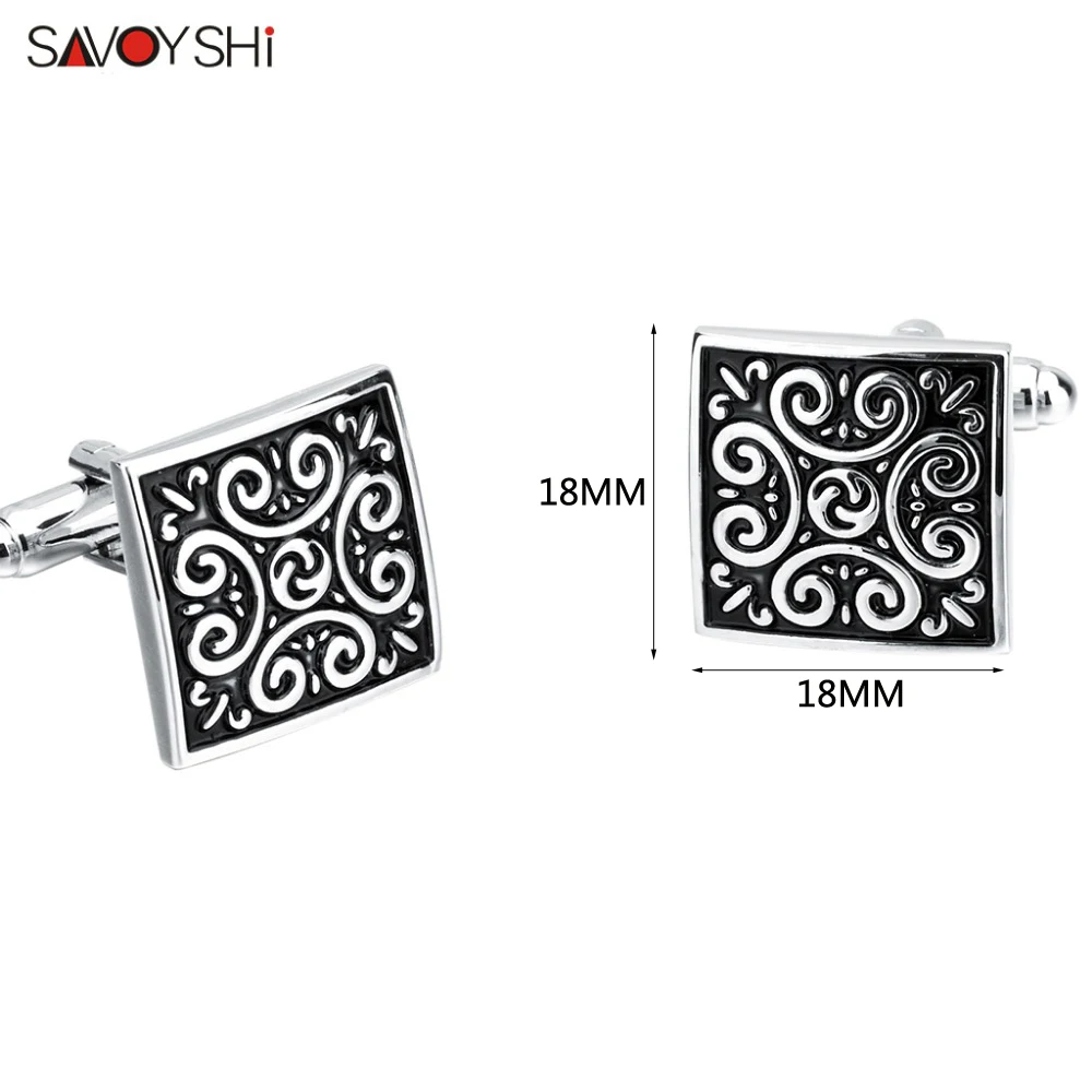 SAVOYSHI модные черные эмалевые Узоры запонки высокого качества рубашки мужские