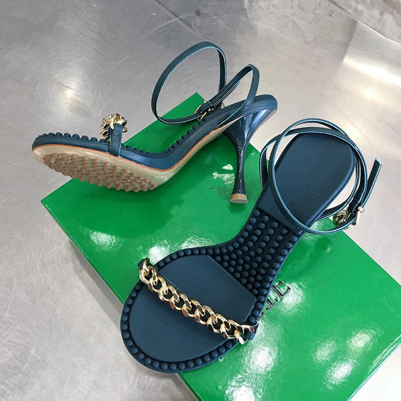 

Size 42 Women Sexy Sandals High Heels Ladies Fashion Non-Slip Bottom Summer Party Dance Shoes Open Toe Chain Sandalias Mujer