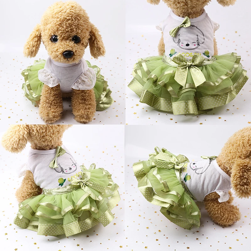 

Summer Dog Lace Dress Pet Dog Clothes for Small Dog Wedding Dress Print Dog Cat Skirt Fashion Pet Clothes Cute Vest skirt