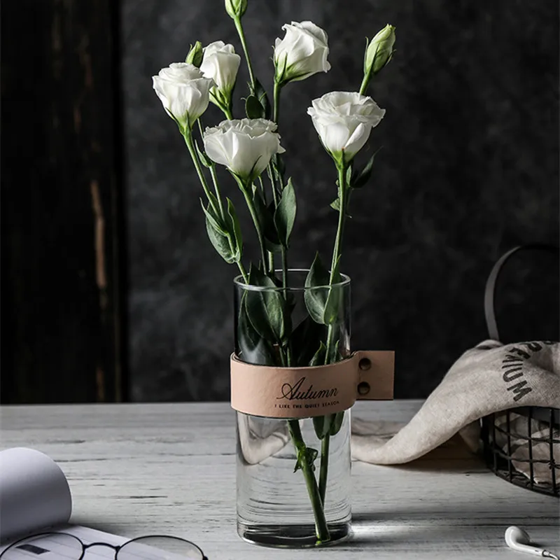 Прозрачная стеклянная ваза CuteLife в скандинавском стиле для цветов гостиной