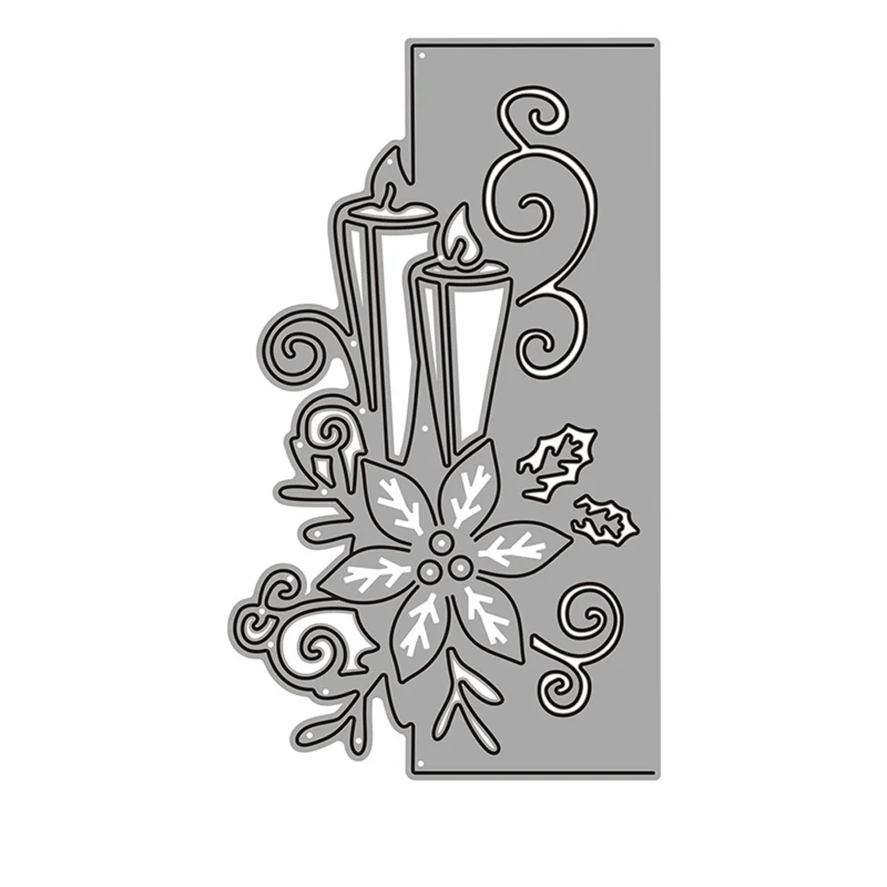 Рождественская кружевная рамка цветок свеча металлические режущие штампы для DIY
