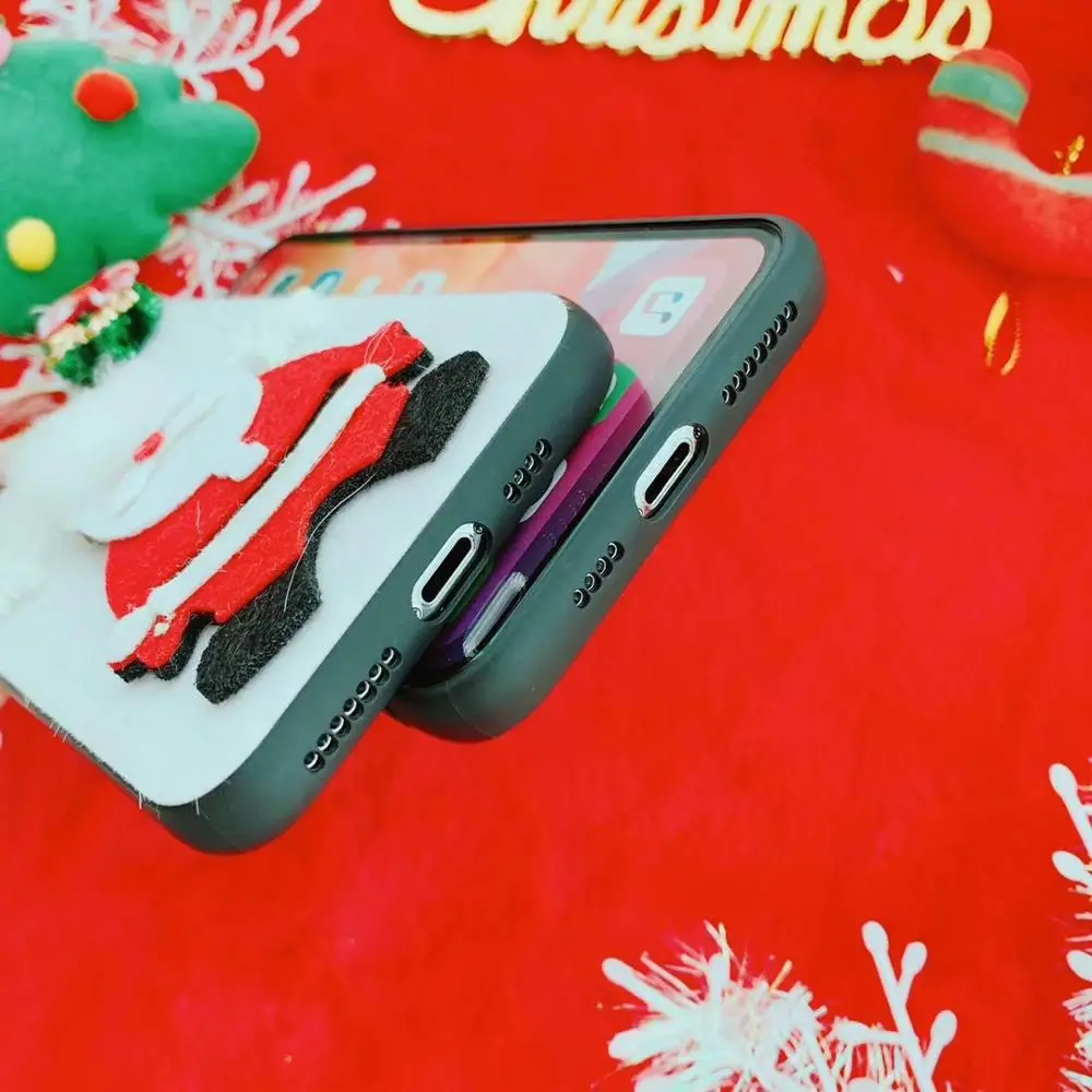 Рождественский плюшевый чехол с Санта Клаусом для Apple iphone 6 7 8 Plus X XR XS 11 Pro Max задняя