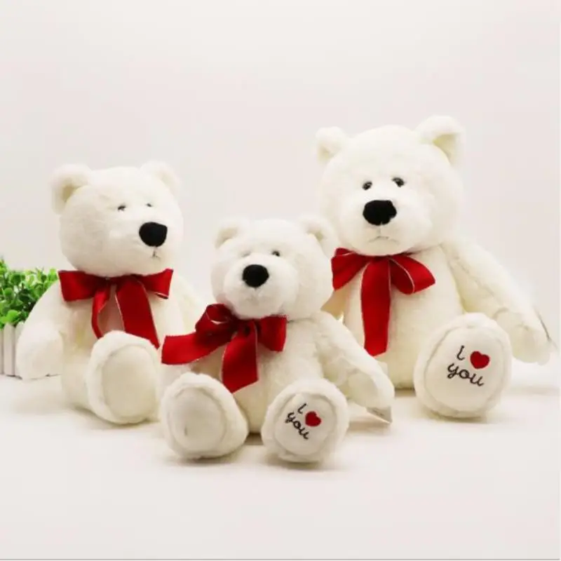 Новый год медведь кукла рождественский подарок I Love You красная лента белый