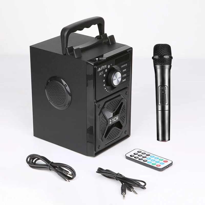 black with 1 mic 3D объемный звук bluetooth акустическая система светодиодный светильник Сабвуфер Караоке динамик держатель телефона Поддержка Hands-free/USB/TF карта/AUX - Цвет: black with 1 mic